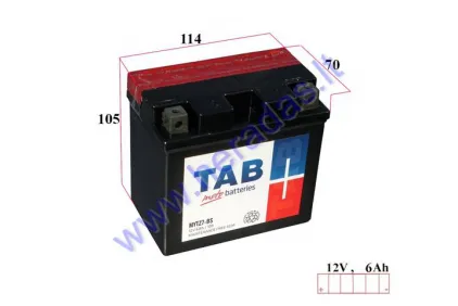 MOTORCYCLE BATTERY 12V TAB MYTZ7-BS 114x70x105 6AH AGM