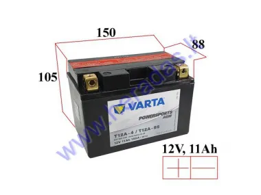 Motociklo akumuliatorius 12V VARTA T12A-4  T12A-BS  150x88x105 11Ah 160A