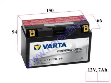 MOTORCYCLE BATTERY 12V VARTA YT7B-BS 150x66x94 7AH 120A
