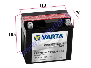 MOTOCIKLO AKUMULIATORIUS 12V VARTA YTZ7S-BS 113x70x105 5AH 120A