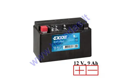 Motociklo akumuliatorius EXIDE 12V 9AH 120A  150X90X105 EK091, AUX9, YTX9-BS,Volvo OE 31296300, 509106013G412