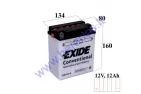 Motorcycle battery EXIDE Conventional 12V 12Ah 165A EB12A-A