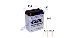 Motorcycle battery EXIDE Conventional 12V 12Ah 165A EB12A-A