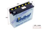 MOTOCIKLO AKUMULIATORIUS UNIBAT 12V 200A  CB16AL-A2 207x72x164