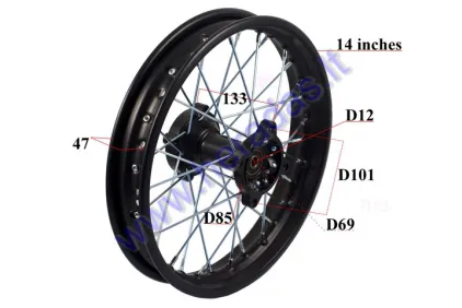 Motociklo galinis ratas  14 colių  tinka  motociklams  110-150cc LIF125, ORION 6301.2rs 1.85x14 R14