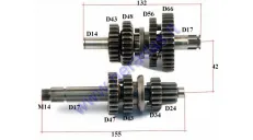 Gearbox shafts (mainshaft+countershaft) for 125-150cc motorcycle LIFAN engine fits models TORNADO, CBF33