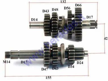 Gearbox shafts (mainshaft+countershaft) for 125-150cc motorcycle LIFAN engine fits models TORNADO, CBF33