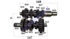 Gearbox shafts (mainshaft+countershaft) for motorcycle  250cc L147