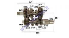 GEARBOX SHAFTS (MAINSHAFT+COUNTERSHAFT) FOR MOTORCYCLE, 5 GEAR FITS MOTOLAND MTL250 ENGINE TIPE 165FMM