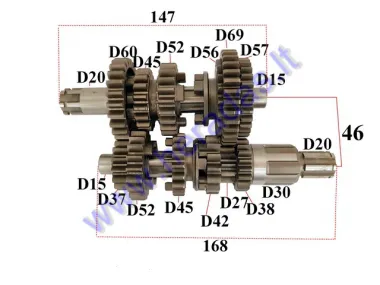 GEARBOX SHAFTS (MAINSHAFT+COUNTERSHAFT) FOR MOTORCYCLE, 5 GEAR FITS MOTOLAND MTL250 ENGINE TIPE 165FMM