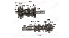 GEARBOX SHAFTS (MAINSHAFT+COUNTERSHAFT) FOR MOTORCYCLE, 5 GEAR FITS MOTOLAND MTL250 ENGINE TIPE 165FMM 167FMM NXT250