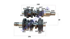 Gearbox shafts (mainshaft+countershaft)  LIF 250cc SHINERAY