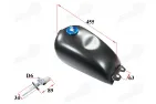Motociklo kuro bakas, universalus, plieninis Tinka Suzuki GN125 BROKAS (ĮLENKIMAS MATOMAS NUOTRAUKOJE)