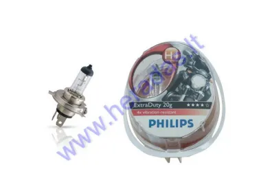 LIGHT BULB 12V H4 60/55W PHILIPS EXTRA DUTY VIBRATION RESISTANT