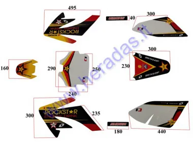 Motociklo  lipdukų komplektas , tinka modeliui TORNADO 150CC