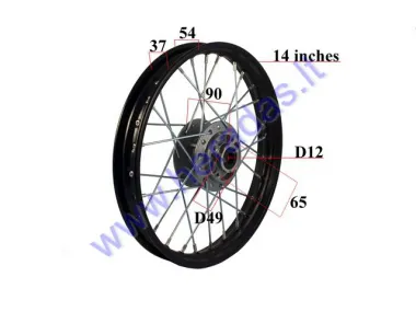 Motociklo priekinis ratas, ratlankis  14 colių  tinka mini motociklams  50-125cc  APPOLO  R14