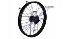Motociklo priekinis ratas,ratlankis  17 colių  tinka  motociklams  110-150cc LIF125, ORION R17 juodas