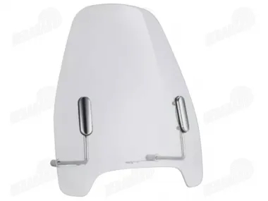 Motociklo priekinis stiklas su tvirtinimais universalus (plastikas)  380MM X 430MM