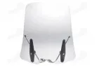 Motociklo priekinis stiklas su tvirtinimais universalus (plastikas)  550MM X 570MM