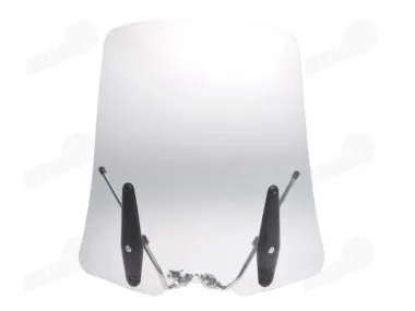 Motociklo priekinis stiklas su tvirtinimais universalus (plastikas)  550MM X 570MM