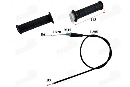 Rubber motorcycle handlebar grip for throttle