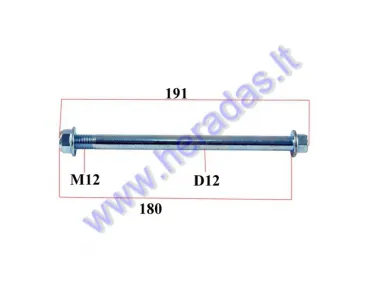 WHEEL AXLE FOR MOTORCYCLE L180mm , D12, M12