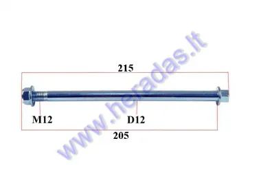 WHEEL AXLE FOR MOTORCYCLE L215mm , D12, M12