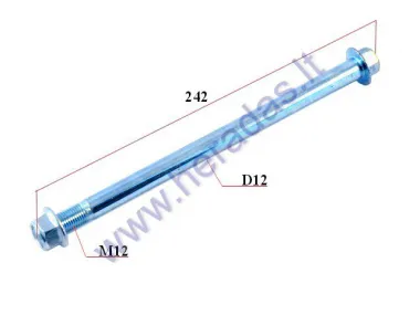 Motorcycle wheel axle. Length L230mm, Diameter 12, Thread M12