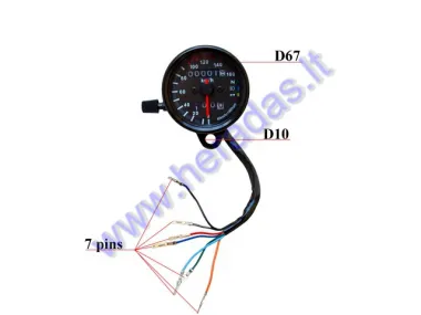 Motorcycle speedometer, odometer, travel counter, neutral gear. Indication of lights and turns lights