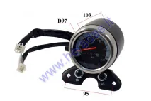 Motorcycle speedometer with gear indication, travel counter, odometer, light indication