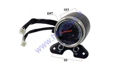 Motorcycle speedometer with gear indication, travel counter, odometer, light indication