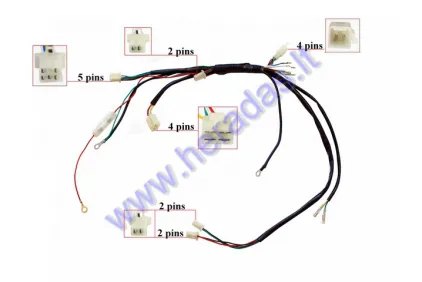 Wiring assembly (wire harness) for 110-125cc motorcycle with electric starter