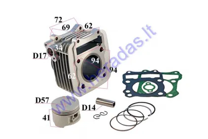 Engine cylinder set for motorcycle  D57 Suzuki GN 125 1982-2000