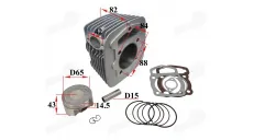 CYLINDER PISTON SET  D65 air 230- 250cc CBF35 , MTL250. MOTOLAND ,YINXIANGSHINERAY ENGINE TYPE 165FMM . CYLINDER, PISTON ,RINGS CBF35127, CBF35040