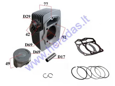 CYLINDER PISTON SET  D69 ZONGSHEN CB250CC ENGINE TYPE 169FMM . CYLINDER, PISTON ,RINGS,GASKETS.