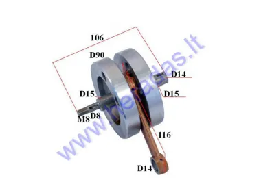 Crankshaft for 80cc motorized bicycle 2-stroke engine D47