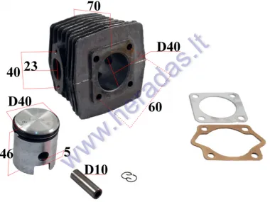 CYLINDER+PISTON SET FOR 50cc TWO STROKE D40