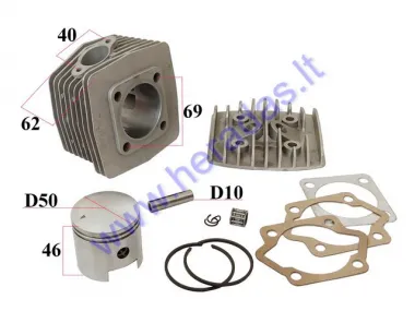 Motorcycle cylinder, piston, head set D50 100cc