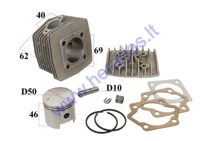 Motorcycle cylinder, piston, head set D50 100cc