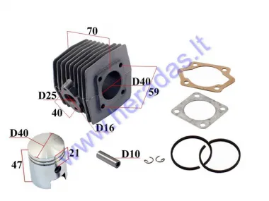 CYLINDER+PISTON SET FOR 50CC MOTORIZED BICYCLE  D40