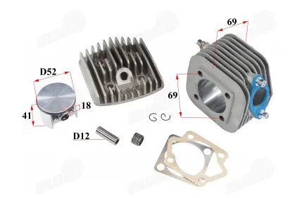 Cylinder+piston of motorized bicycle for Avenger 85 engine