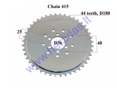 Motorinio dviračio galinė žvaigždutė 44 dantų