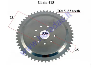 Rear sprocket for motorized bicycle 52 teeth D215