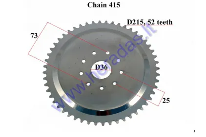 Rear sprocket for motorized bicycle 52 teeth D215