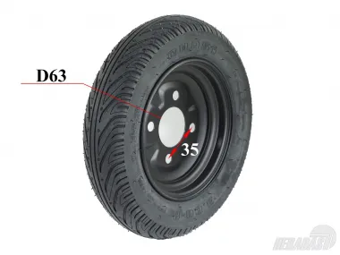 Rear scooter tire with rim 3.00-8 for electric tricycle fits PRAKTIK1 EKO, PRAKTIK2 EKO