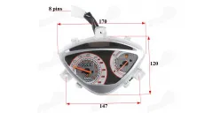 Speedometer with fuel display, odometer for scooter fits FLASH50, RUBI50