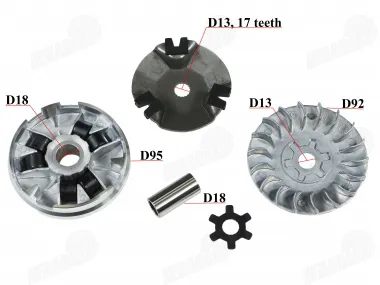 Motorolerio variatoriaus komplektas 50CC APRILIA AMICO, AREA 51, GULLIVER, RALLY, SCARABEO, SONIC, SR, CHINSKI SKUTER/ MOPED/ MOTOROWER/ATV 2T MBK CW, EW, 