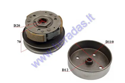 Clutch pulley assembly for scooter 2T 50-80cc Morini, Suzuki katana,TGB Inside 110mm