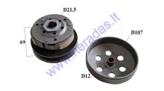 Clutch pulley assembly for scooter 50cc 22 teeth Baotian, Barton, Benzer, Buffalo/Quelle,  Ecobike, Ferro