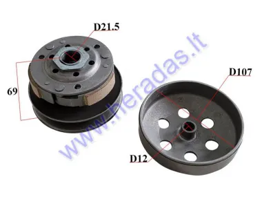 Clutch pulley assembly for scooter 50cc 22 teeth Baotian, Barton, Benzer, Buffalo/Quelle,  Ecobike, Ferro